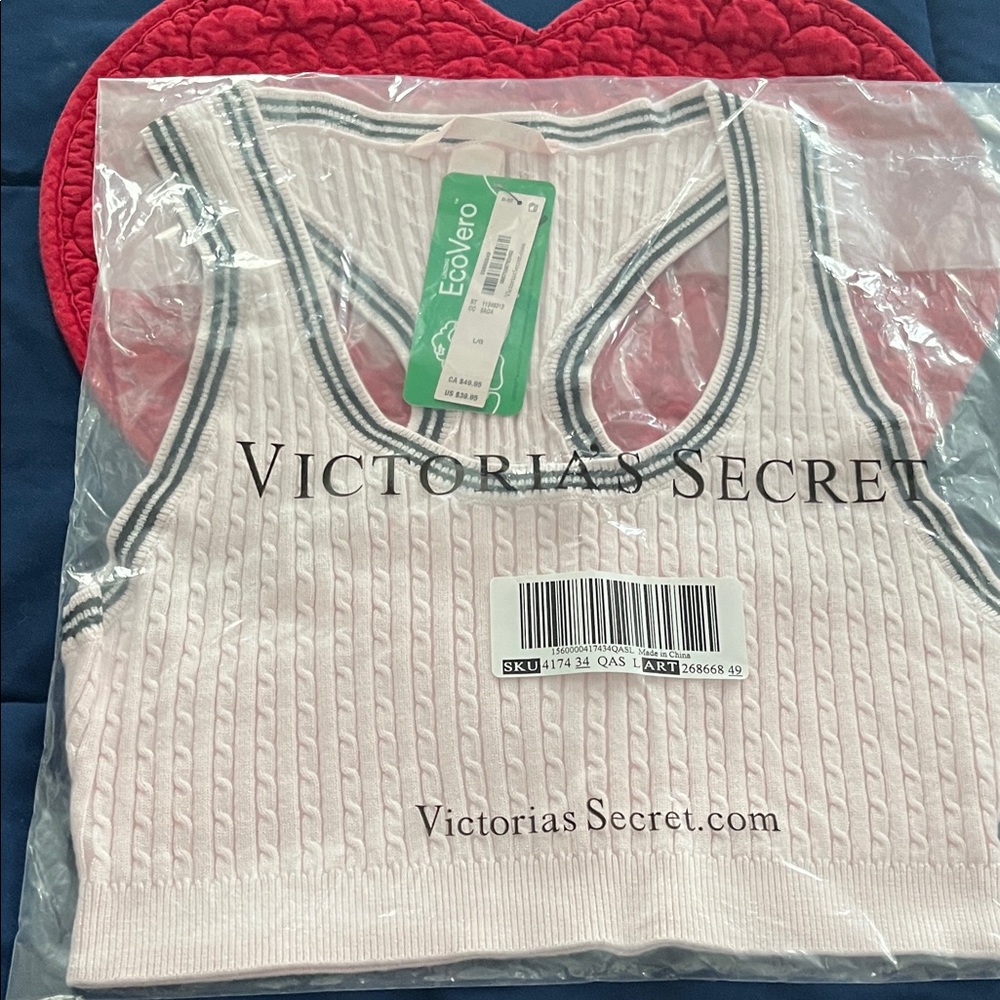 Victoria's Secret Cream Ribbed Racerback Tank